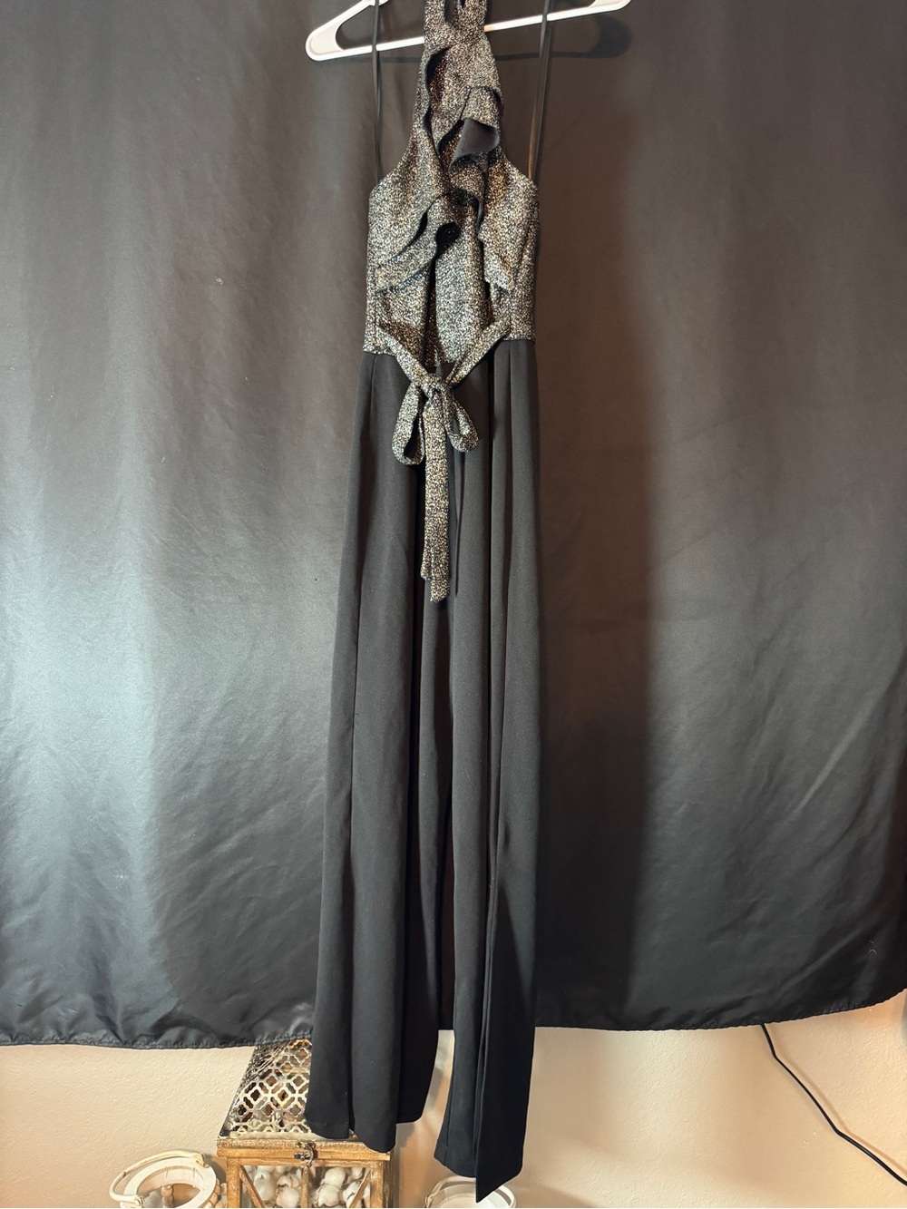 bebe Black jumpsuit with Sparkle Trim